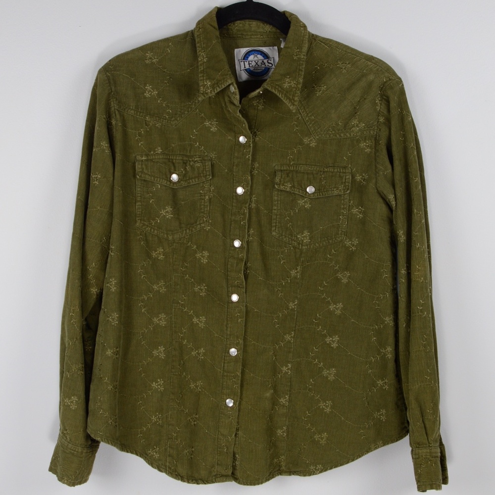 Texas Corduroy Western Button-Down Long-Sleeve Top - Picture 2 of 8